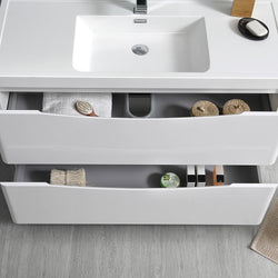 Fresca Tuscany 40" Glossy White Free Standing Modern Bathroom Vanity w/ Medicine Cabinet - Luxe Bathroom Vanities