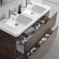 Fresca Tuscany 48" Rosewood Free Standing Double Sink Modern Bathroom Vanity w/ Medicine Cabinet - Luxe Bathroom Vanities