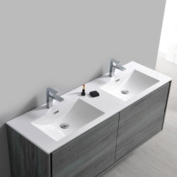 Fresca Catania 60" Ocean Gray Wall Hung Double Sink Modern Bathroom Vanity w/ Medicine Cabinet - Luxe Bathroom Vanities