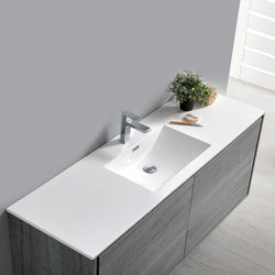 Fresca Catania 60" Ocean Gray Wall Hung Single Sink Modern Bathroom Vanity w/ Medicine Cabinet - Luxe Bathroom Vanities