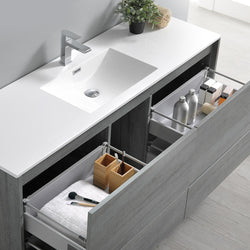 Fresca Catania 60" Ocean Gray Wall Hung Single Sink Modern Bathroom Vanity w/ Medicine Cabinet - Luxe Bathroom Vanities