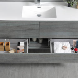 Fresca Catania 60" Ocean Gray Wall Hung Single Sink Modern Bathroom Vanity w/ Medicine Cabinet - Luxe Bathroom Vanities