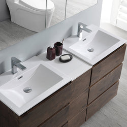 Fresca Lazzaro 60" Rosewood Free Standing Double Sink Modern Bathroom Vanity w/ Medicine Cabinet & 6 Drawers - Luxe Bathroom Vanities