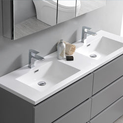 Fresca Lazzaro 60" Gray Free Standing Double Sink Modern Bathroom Vanity w/ Medicine Cabinet - Luxe Bathroom Vanities