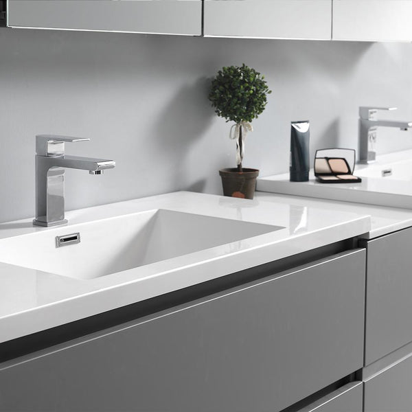 Fresca Lazzaro 84" Gray Free Standing Double Sink Modern Bathroom Vanity w/ Medicine Cabinet - Luxe Bathroom Vanities