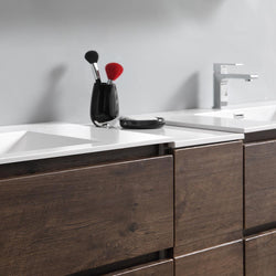 Fresca Lazzaro 84" Rosewood Free Standing Double Sink Modern Bathroom Vanity w/ Medicine Cabinet - Luxe Bathroom Vanities