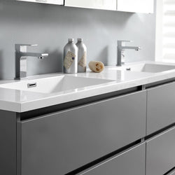 Fresca Lazzaro 72" Gray Free Standing Double Sink Modern Bathroom Vanity w/ Medicine Cabinet - Luxe Bathroom Vanities
