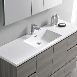 Fresca Lazzaro 60" Gray Wood Free Standing Single Sink Modern Bathroom Vanity w/ Medicine Cabinet - Luxe Bathroom Vanities