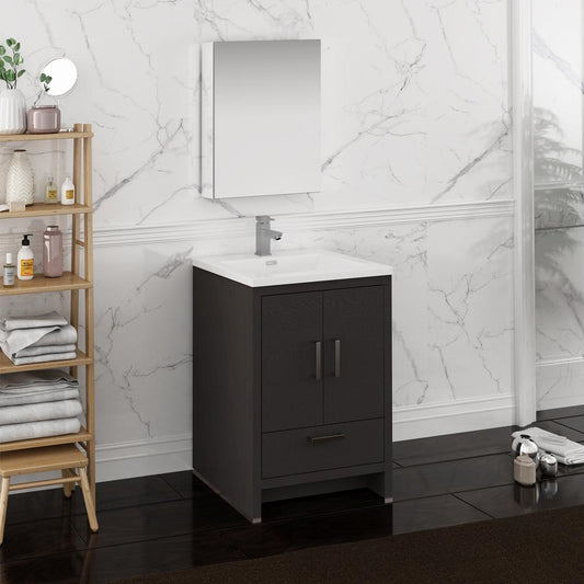 Fresca Imperia 24" Dark Gray Oak Free Standing Modern Bathroom Vanity w/ Medicine Cabinet - Luxe Bathroom Vanities