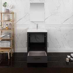 Fresca Imperia 24" Dark Gray Oak Free Standing Modern Bathroom Vanity w/ Medicine Cabinet - Luxe Bathroom Vanities