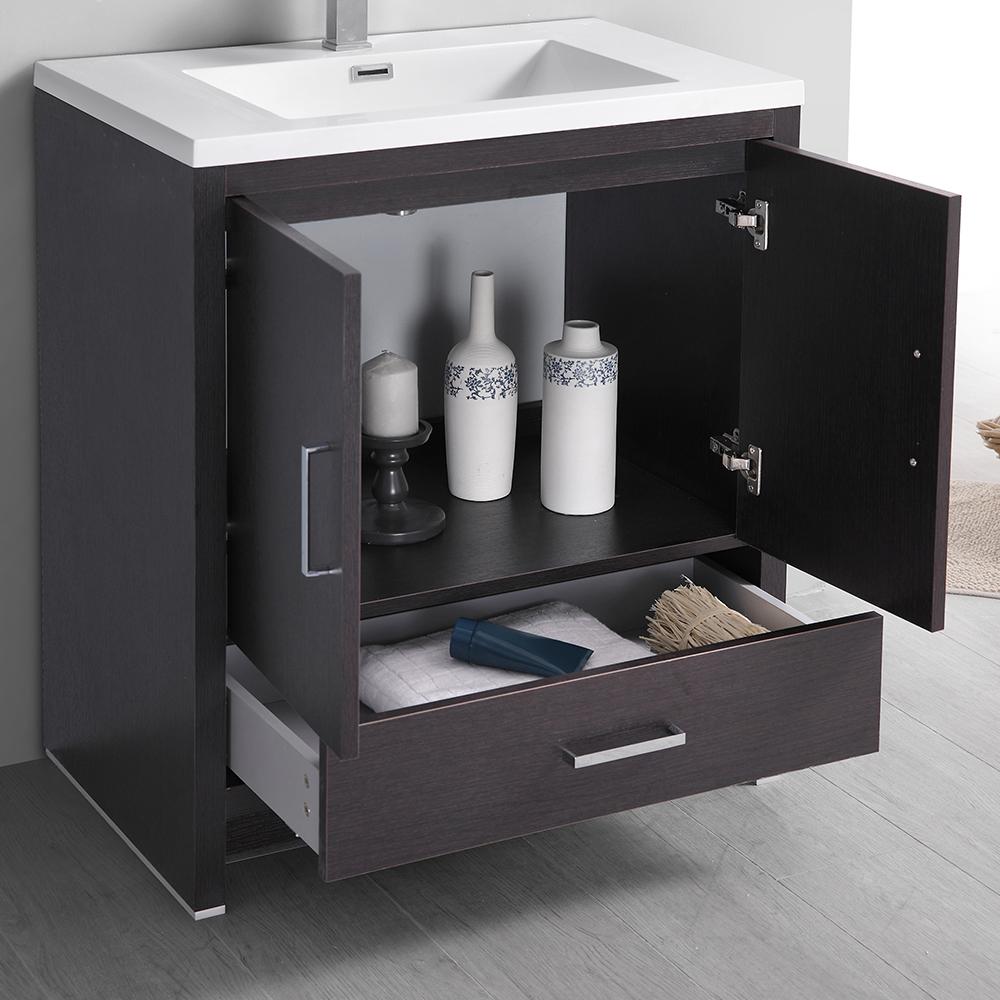 Fresca Imperia 30" Dark Gray Oak Free Standing Modern Bathroom Vanity w/ Medicine Cabinet - Luxe Bathroom Vanities