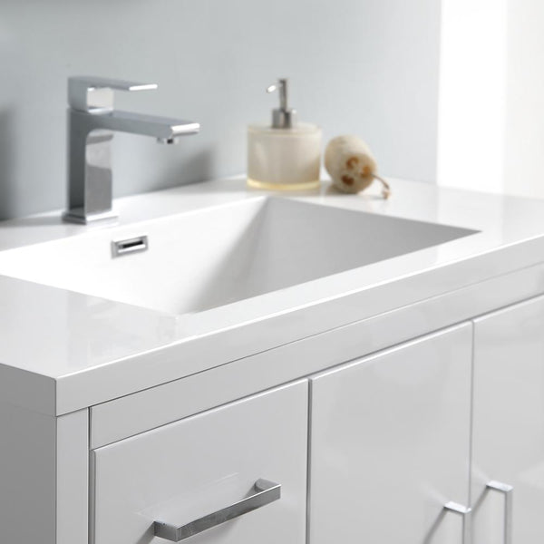 Fresca Imperia 36" Glossy White Free Standing Modern Bathroom Vanity w/ Medicine Cabinet- Left Version - Luxe Bathroom Vanities