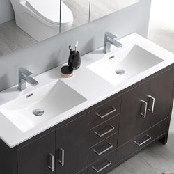Fresca Imperia 60" Dark Gray Oak Free Standing Double Sink Modern Bathroom Vanity w/ Medicine Cabinet - Luxe Bathroom Vanities