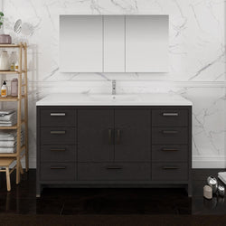 Fresca Imperia 60" Dark Gray Oak Free Standing Single Sink Modern Bathroom Vanity w/ Medicine Cabinet - Luxe Bathroom Vanities