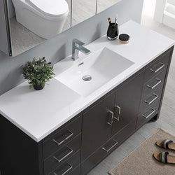 Fresca Imperia 60" Dark Gray Oak Free Standing Single Sink Modern Bathroom Vanity w/ Medicine Cabinet - Luxe Bathroom Vanities