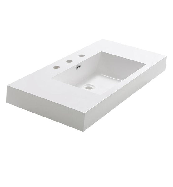 Fresca Mezzo 40" White Integrated Sink / Countertop - Luxe Bathroom Vanities