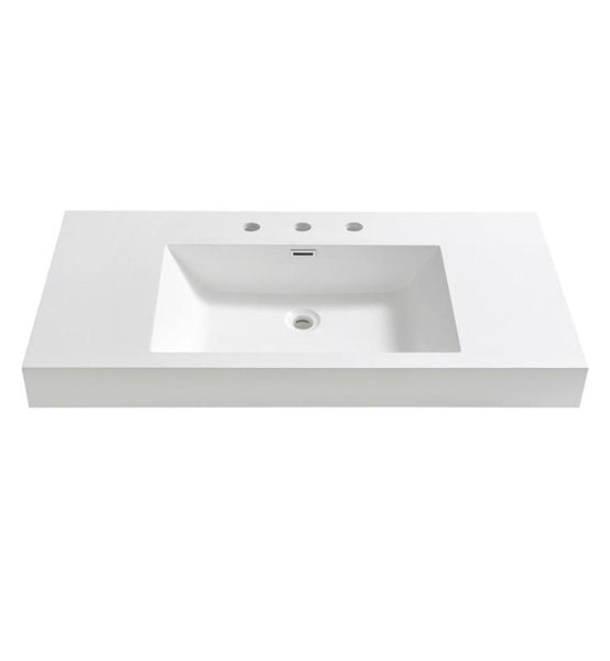 Fresca Mezzo 40" White Integrated Sink / Countertop - Luxe Bathroom Vanities