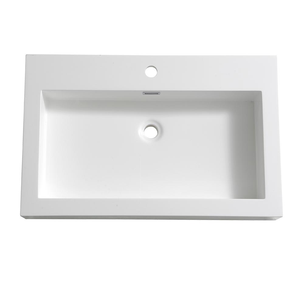 Fresca Livello 30" White Integrated Sink / Countertop - Luxe Bathroom Vanities