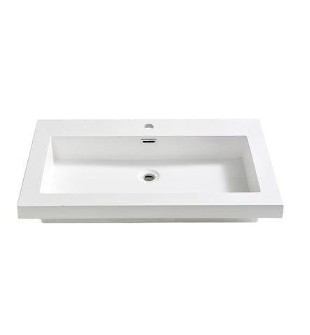 Fresca Medio 32" White Integrated Sink / Countertop - Luxe Bathroom Vanities Luxury Bathroom Fixtures Bathroom Furniture