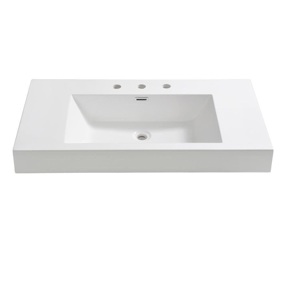 Fresca Vista 36" White Integrated Sink / Countertop - Luxe Bathroom Vanities