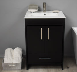 Volpa Pacific 24" Modern Bathroom Vanity with Brushed Nickel Round Handles Cabinet Only - Luxe Bathroom Vanities Luxury Bathroom Fixtures Bathroom Furniture