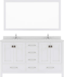 Virtu USA Caroline Avenue 60" Double Bath Vanity with Dazzle White Top and Round Sink with Mirror - Luxe Bathroom Vanities