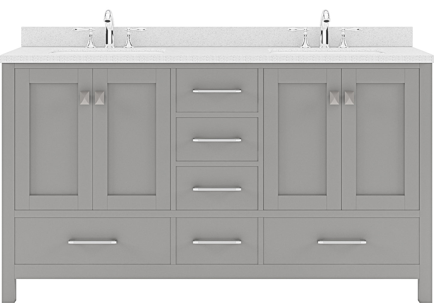 Virtu USA Caroline Avenue 60" Double Bath Vanity with Dazzle White Top and Square Sink - Luxe Bathroom Vanities Luxury Bathroom Fixtures Bathroom Furniture