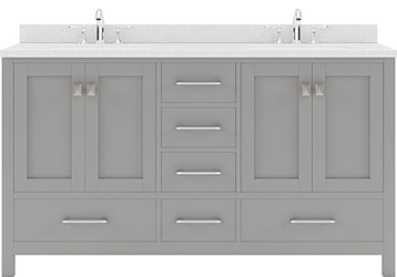 Virtu USA Caroline Avenue 60" Double Bath Vanity with Dazzle White Top and Square Sink - Luxe Bathroom Vanities Luxury Bathroom Fixtures Bathroom Furniture