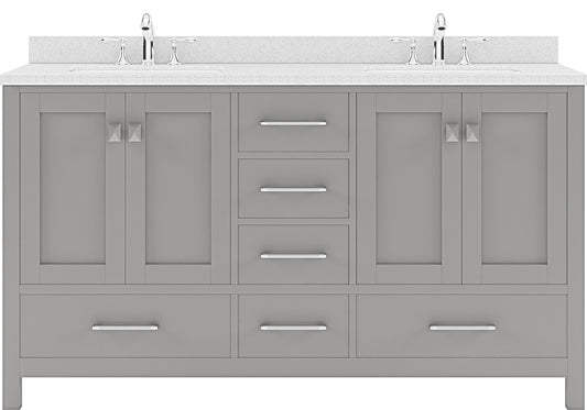 Virtu USA Caroline Avenue 60" Double Bath Vanity with Dazzle White Top and Square Sink - Luxe Bathroom Vanities Luxury Bathroom Fixtures Bathroom Furniture