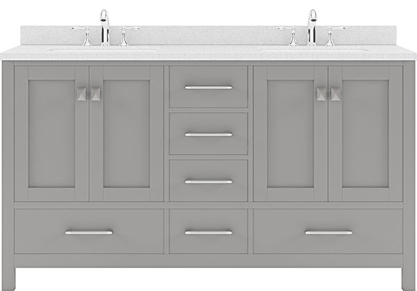 Virtu USA Caroline Avenue 60" Double Bath Vanity with Dazzle White Top and Square Sink - Luxe Bathroom Vanities Luxury Bathroom Fixtures Bathroom Furniture