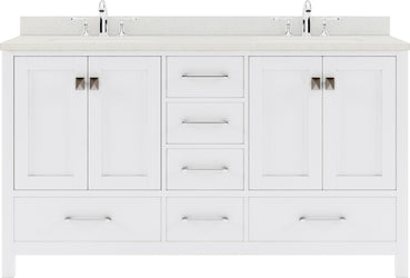 Virtu USA Caroline Avenue 60" Double Bath Vanity with Dazzle White Top and Square Sink - Luxe Bathroom Vanities