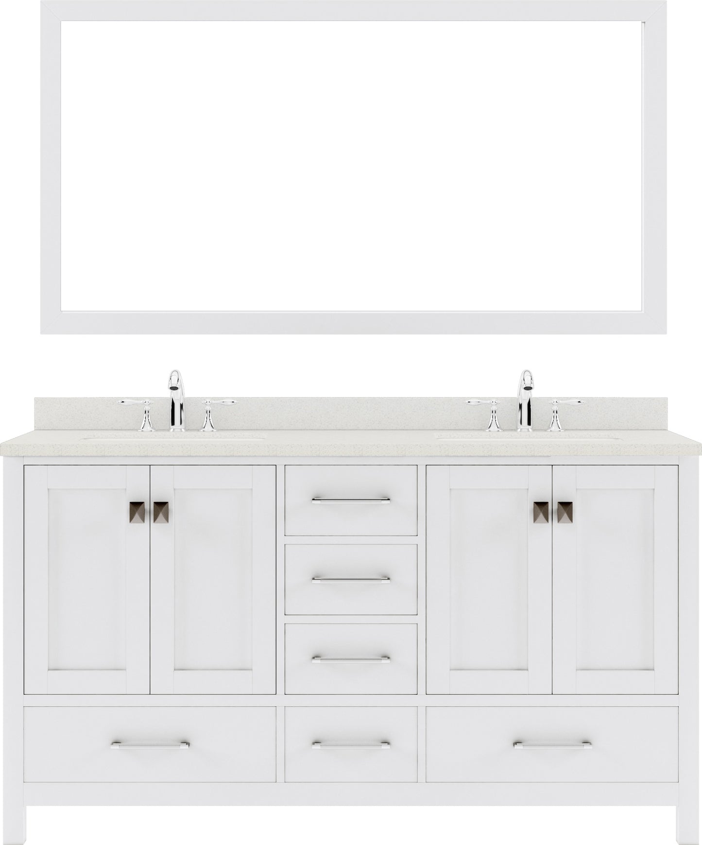 Virtu USA Caroline Avenue 60" Double Bath Vanity with Dazzle White Top and Square Sink with Mirror - Luxe Bathroom Vanities