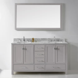 Virtu USA Caroline Avenue 60" Double Bath Vanity with Marble Top and Square Sink with Mirror - Luxe Bathroom Vanities Luxury Bathroom Fixtures Bathroom Furniture