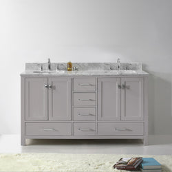 Virtu USA Caroline Avenue 60" Double Bath Vanity with Marble Top and Square Sink - Luxe Bathroom Vanities Luxury Bathroom Fixtures Bathroom Furniture