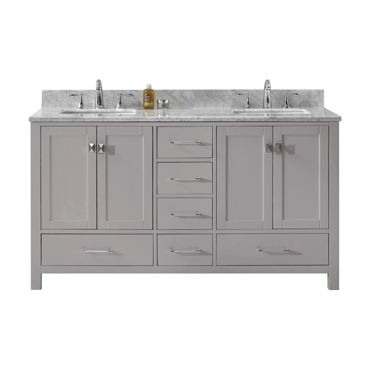 Virtu USA Caroline Avenue 60" Double Bath Vanity with Marble Top and Square Sink - Luxe Bathroom Vanities Luxury Bathroom Fixtures Bathroom Furniture