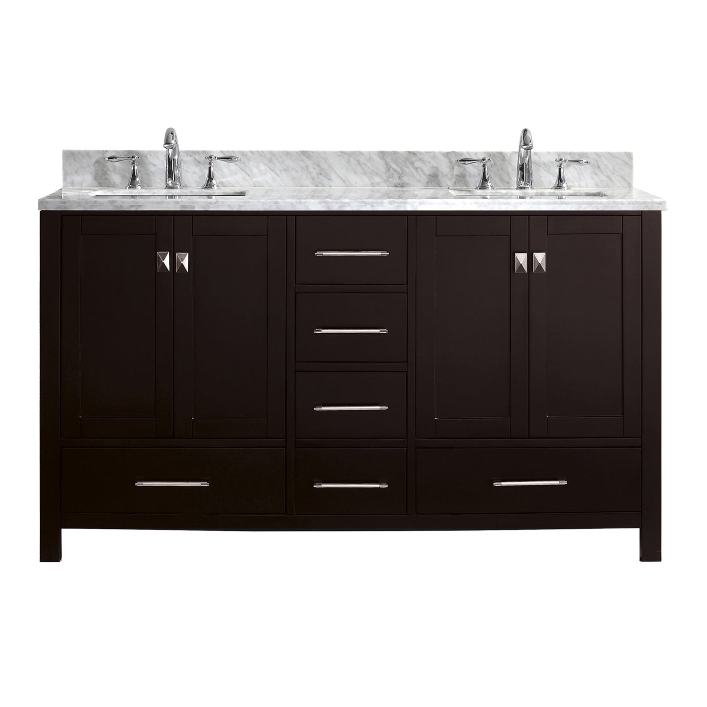 Virtu USA Caroline Avenue 60" Double Bath Vanity with Marble Top and Square Sink - Luxe Bathroom Vanities Luxury Bathroom Fixtures Bathroom Furniture