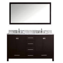 Virtu USA Caroline Avenue 60" Double Bath Vanity with Marble Top and Square Sink with Mirror - Luxe Bathroom Vanities Luxury Bathroom Fixtures Bathroom Furniture