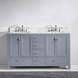 Virtu USA Caroline Avenue 60" Double Bath Vanity with Marble Top and Square Sink - Luxe Bathroom Vanities Luxury Bathroom Fixtures Bathroom Furniture