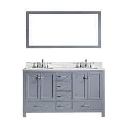 Virtu USA Caroline Avenue 60" Double Bath Vanity with Marble Top and Square Sink with Mirror - Luxe Bathroom Vanities Luxury Bathroom Fixtures Bathroom Furniture