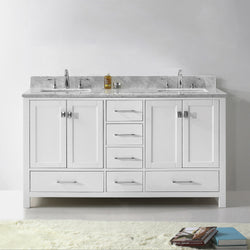 Virtu USA Caroline Avenue 60" Double Bath Vanity with Marble Top and Square Sink - Luxe Bathroom Vanities Luxury Bathroom Fixtures Bathroom Furniture