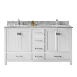 Virtu USA Caroline Avenue 60" Double Bath Vanity with Marble Top and Square Sink - Luxe Bathroom Vanities Luxury Bathroom Fixtures Bathroom Furniture