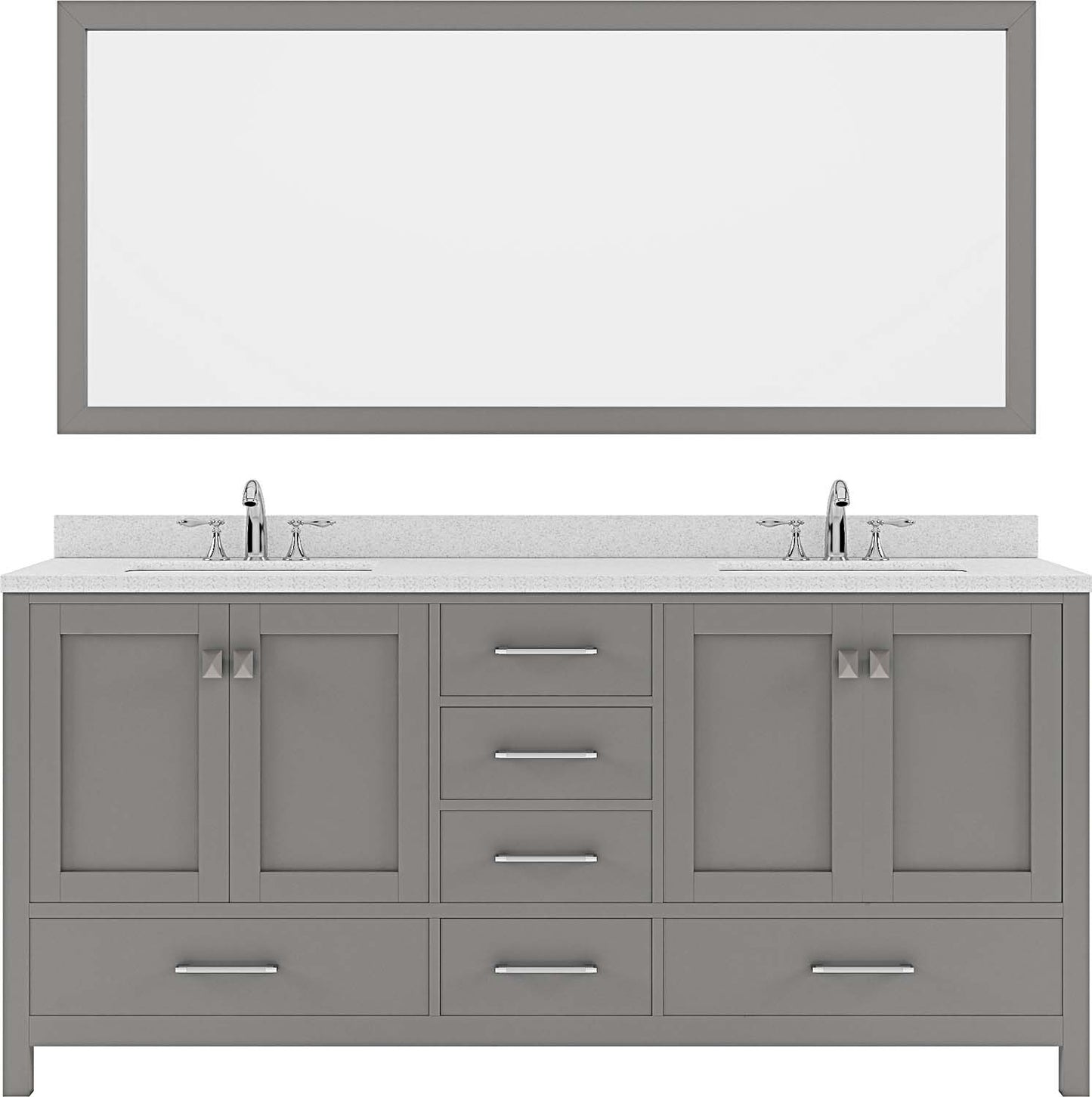 Virtu USA Caroline Avenue 72" Double Bath Vanity with Dazzle White Top and Round Sink with Mirror - Luxe Bathroom Vanities Luxury Bathroom Fixtures Bathroom Furniture