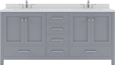 Virtu USA Caroline Avenue 72" Double Bath Vanity with Dazzle White Top and Round Sink - Luxe Bathroom Vanities