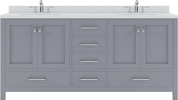 Virtu USA Caroline Avenue 72" Double Bath Vanity with Dazzle White Top and Round Sink - Luxe Bathroom Vanities