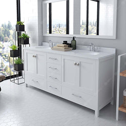 Virtu USA Caroline Avenue 72" Double Bath Vanity with Dazzle White Top and Round Sink - Luxe Bathroom Vanities