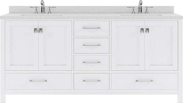 Virtu USA Caroline Avenue 72" Double Bath Vanity with Dazzle White Top and Round Sink - Luxe Bathroom Vanities