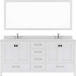 Virtu USA Caroline Avenue 72" Double Bath Vanity with Dazzle White Top and Round Sink with Mirror - Luxe Bathroom Vanities Luxury Bathroom Fixtures Bathroom Furniture