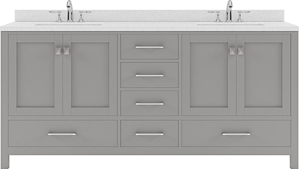 Virtu USA Caroline Avenue 72" Double Bath Vanity with Dazzle White Top and Square Sink - Luxe Bathroom Vanities Luxury Bathroom Fixtures Bathroom Furniture