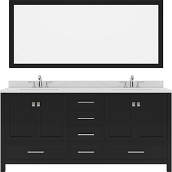 Virtu USA Caroline Avenue 72" Double Bath Vanity with Dazzle White Top and Square Sink with Brushed Nickel Faucet and Mirror - Luxe Bathroom Vanities Luxury Bathroom Fixtures Bathroom Furniture