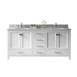 Virtu USA Caroline Avenue 72" Double Bath Vanity with Marble Top and Round Sink - Luxe Bathroom Vanities